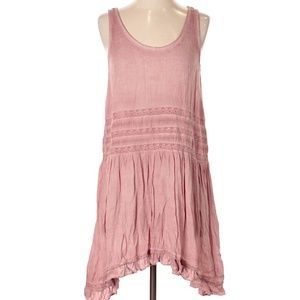 On The Road... distressed lightweight pink dress with ruffles